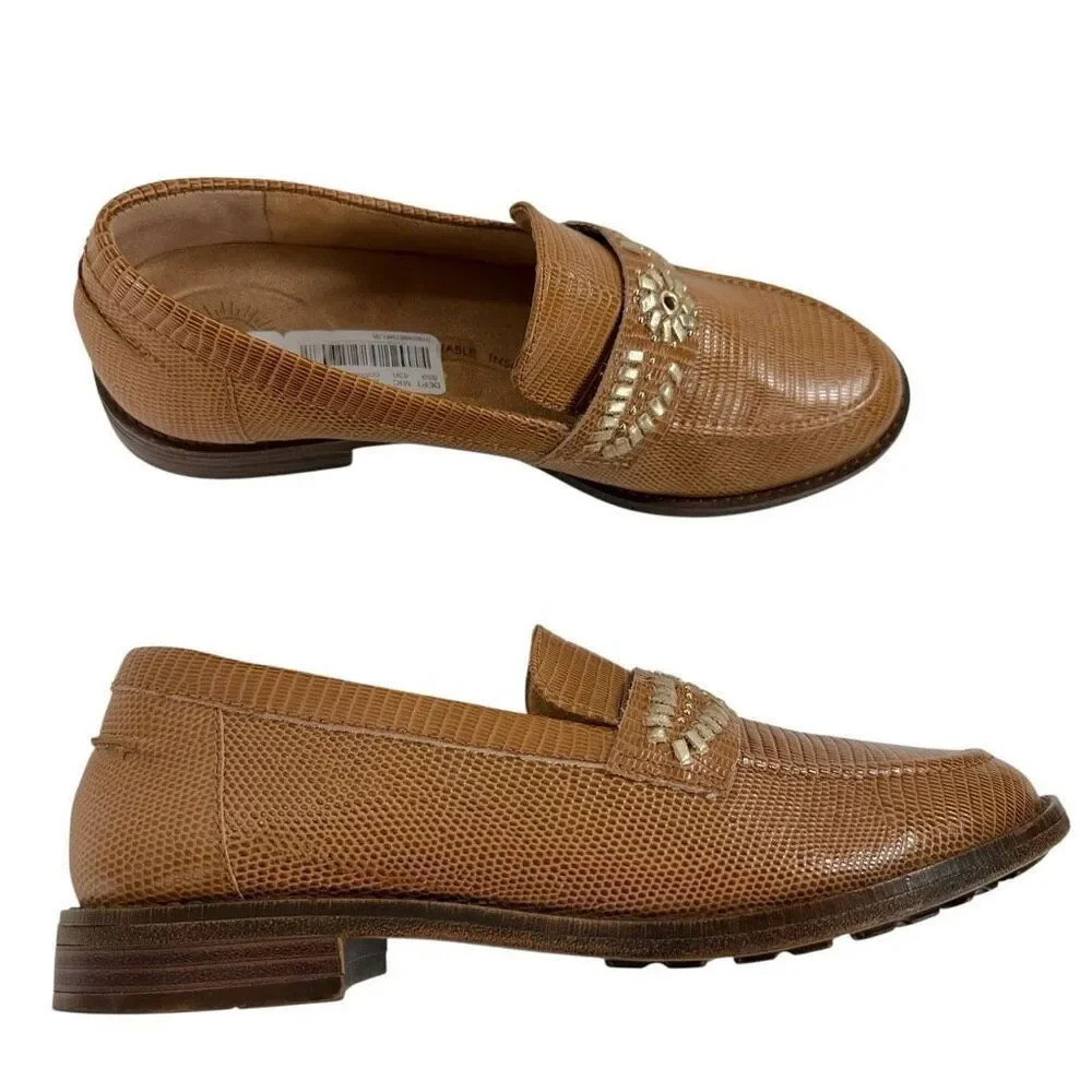 Brioso Frisco Lizard Embossed Leather Loafers Women’s Size 8.5